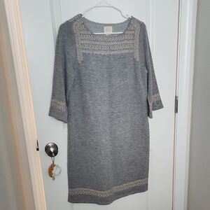 Edme & Esyllte Gray Embroidered Dress